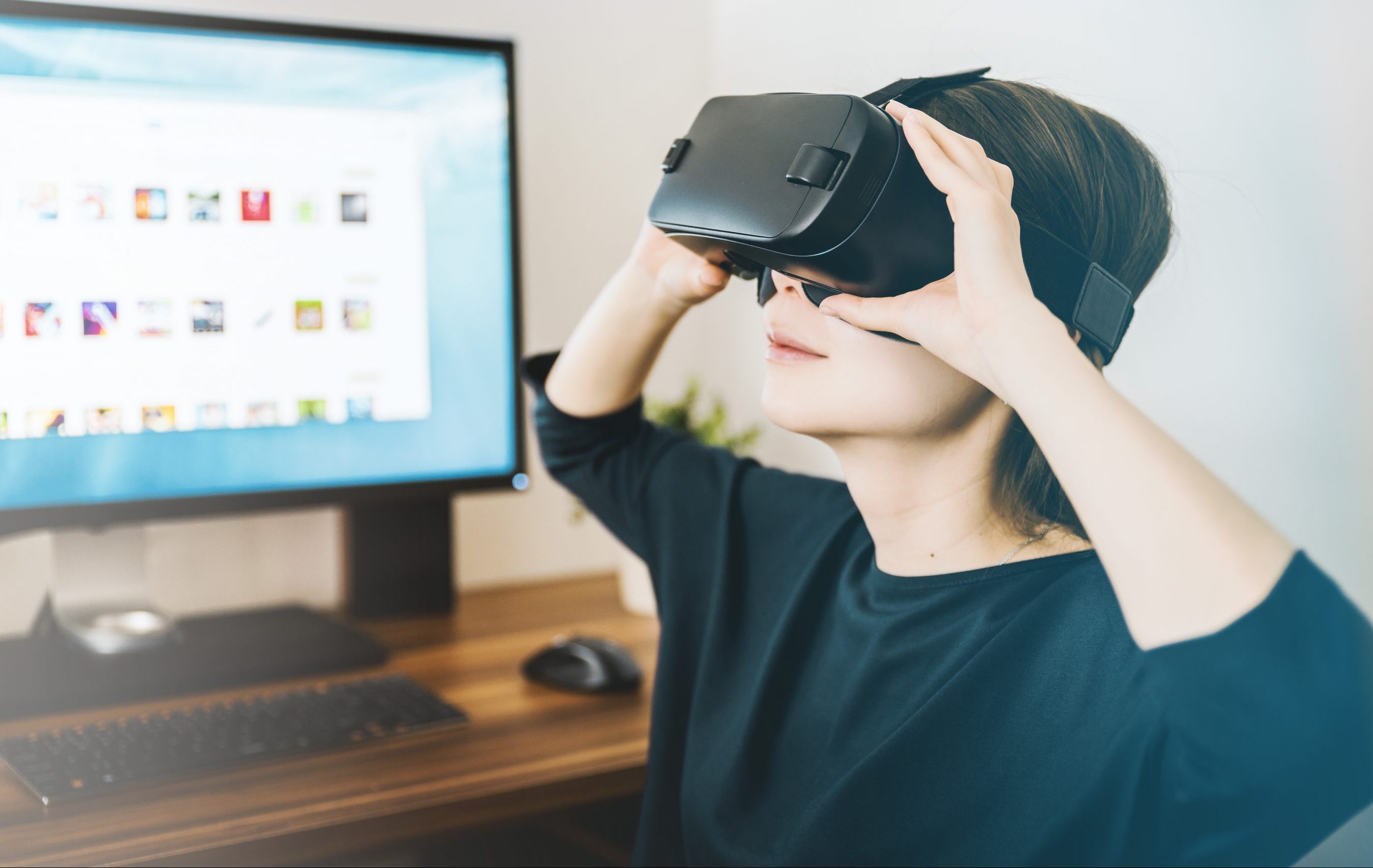 Woman using VR headset